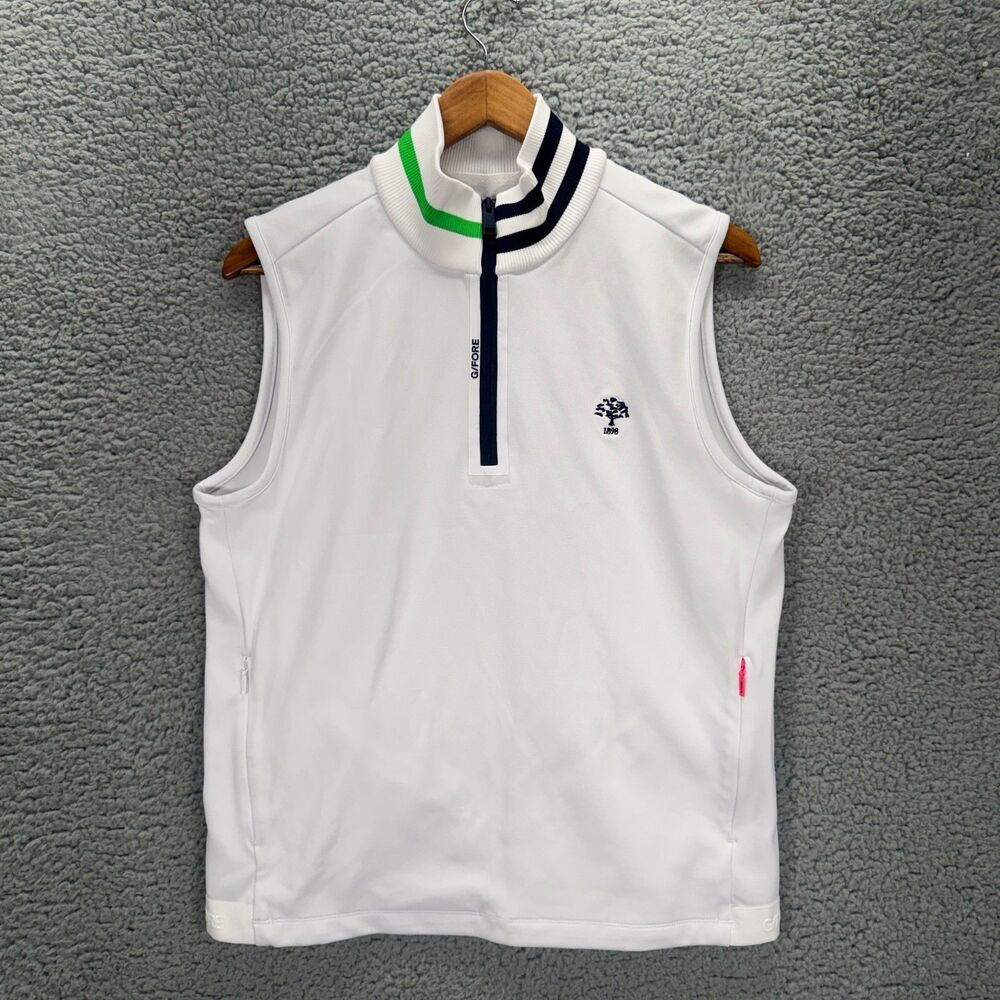 G/FORE Double Knit Pique Golf Vest 1/4 Zip White Men's Size Medium